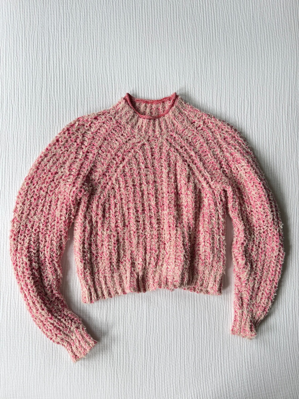 Aritzia Wilfred Pink Confetti  Sweater Cropped Mock-Neck Sweater Size Size XXS